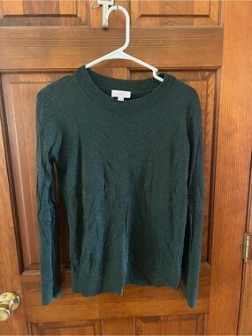 LOFT Dark Green Crewneck Sweater - Classic Long Sleeve